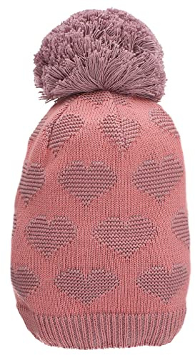Sterntaler Baby Mädchen Mütze Baby GOTS Bommelmütze Herzen Mütze - Mütze Baby, Kappe Kinder - gefüttert mit Baumwollfleece - rosa, 51