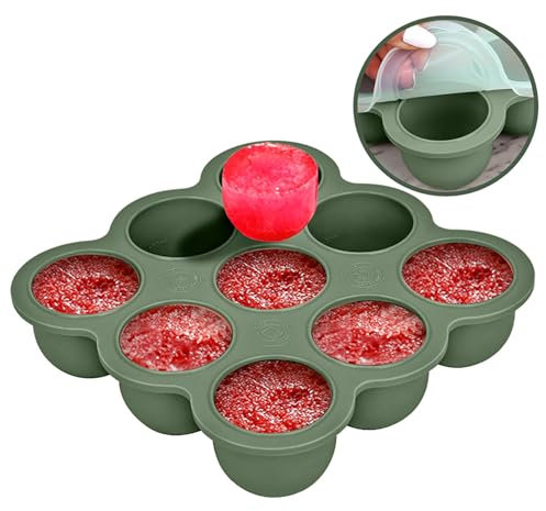 Aufbewahrung von Babynahrung aus Silikon,Babynahrung Einfrieren Behälte aus mit Silikon Deckel,BPA-frei,Perfekt für Hausgemachte Babynahrung, Gemüse, Eiswürfeln,Fruchtpüree und Muttermilch (grün)