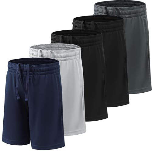 BVNSOZ Boy's Basketball Shorts Youth Boy's Active Athletic Performance Soccer Shorts with Pockets&Elastic Waistband Moisture Wicking Shorts for Boys