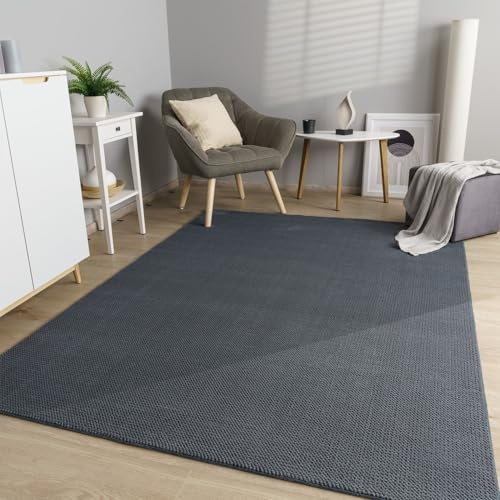 TT Home Wohnzimmer Teppich Esszimmer Kurzflor Boho Design Skandi Flauschig Unifarben, Farbe:Anthrazit, Größe:160x220 cm