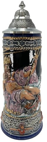 Pinnacle Peak Trading LE Neptune God of the Seas Chope de bière allemande avec poignée sirène 75 l