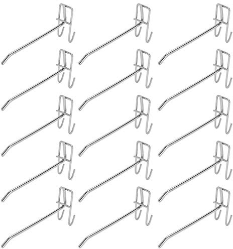 Tomotato 30 Piezas Ganchos para Tablero Perforado, Gancho de Placa Perforada de Metal de Rejilla Soporte de Pared para Exhibición Minorista, Artículos Colgante, Clasificación de Herramientas(15cm)