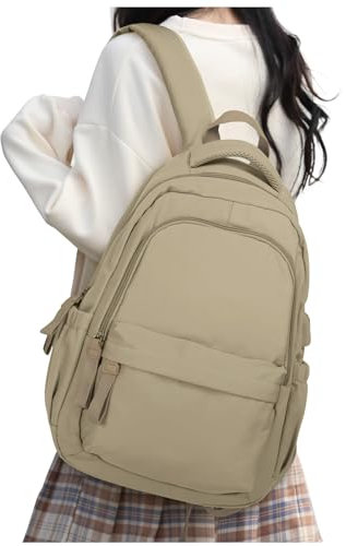HYC00 Rucksack Damen Schulrucksack Teenager Mädchen College Laptop Rucksack Damen 14 zoll Leichte Tagesrucksäcke Schultasche Casual Daypacks Reiserucksack für Schule Uni Reise School Backpack,Khaki