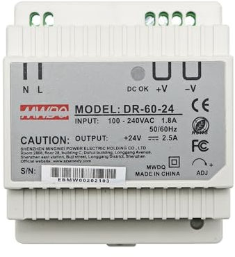 RWRAPS hutschienen-netzteil Din-Schienen-Montage-Netzteil, 60 W, Schienenschaltnetzteil DR-60-24 V, Fußstrom-Schienentransformator, 60 W, Haushaltsindustrie