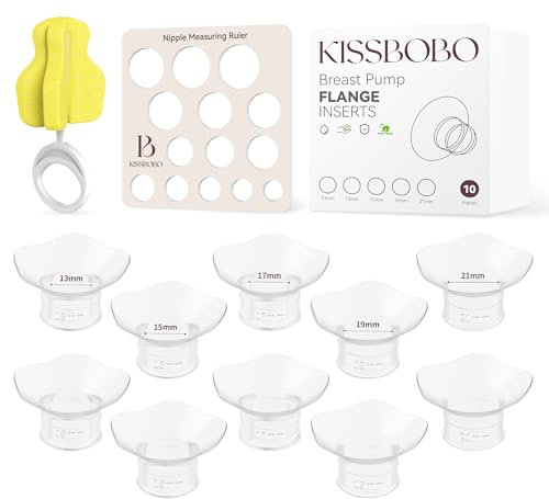 Flange Inserts 10PCS，Including 13/15/17/19/21mm for 24mm Flange/Shield of Most Pumps, BPA Free Inserts, Compatible MomcozyS9/S10/S12/Nuliie/Medela/Willow/Elvie/Spectra/Bellababy/Kissbobo Breast Pump