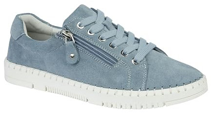 Jo & Joe Ladies Casual Comfort Real Suede Stylish Leisure Shoe with Lace and Zip Fastening Easy to Wear, Lightweight Sizes 4-8 (Baby Blue, UK Footwear Size System, Adult, Women, Numeric, Medium, 6)