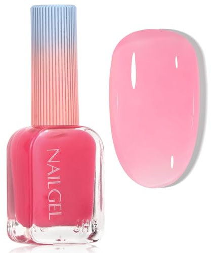 Jelly Nail Polish - Translucent Pale Pink Nail Varnish - 60 Seconds Quick Dry nail Polish - Oil Based Non Toxic Nail polish Long Lasting - Breathable nail Polish No Need Nail Lamp