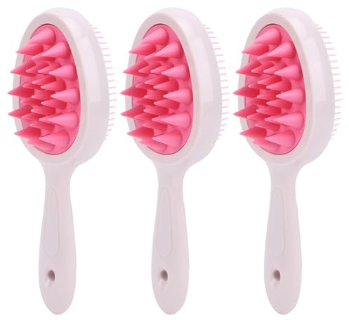 Kopfhaut-Massagebürste, Sanftes Haarmassagegerät mit Peeling-Schuppen, Stressabbau-Duschbad-Massagebürste, Geeignet für Männer und Frauen (Rosa)