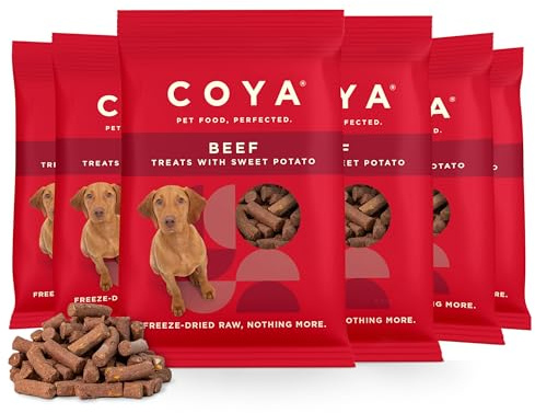 COYA Freeze-Dried Dog Treats, Beef, 6 x 40g, Grain Free | Gently freeze-dried to lock in maximum taste and freshness. Grain-free dog treats with 90% beef for training or rewards