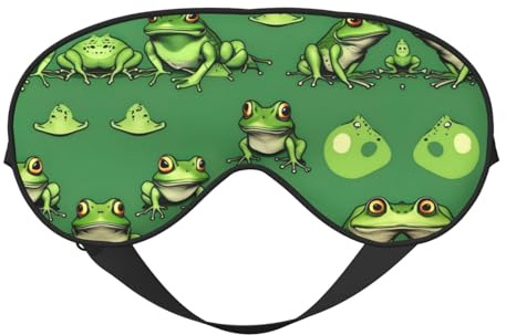 Lustige grüne Frosch-Schlafmaske, perfekte lichtblockierende Schlafmaske für Reisen, Yoga, Nickerchen, voll verstellbarer Riemen