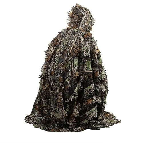 Ghillie Suit 3D Camo Leaf Woodland Shooting/Photography Camouflage Poncho Cover - Bird Watching Leaves Cover