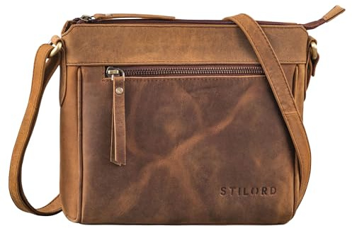 STILORD Mirabelle Ledertasche Damen zum Umhängen - zeitlose Tasche perfekt als Umhängetasche Schultertasche Freizeittasche Handtasche zum Umhängen Echtes Leder Farbe:schwarz