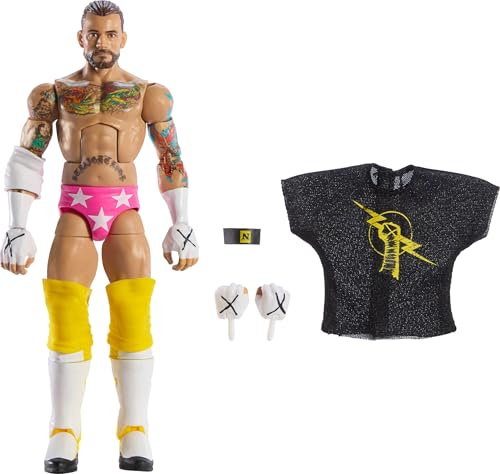 Mattel WWE Elite Collection Series 113 CM Punk samlarfigur – artikulerad actionfigur med utbytbara händer – barnleksak för barn 8+ år JCH87