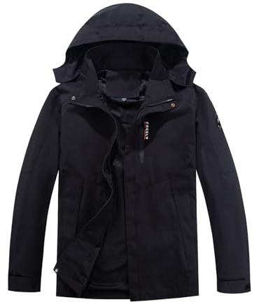 Ynport Crefreak Gabardinas para Hombre al Aire Libre Chaqueta de Trekking Impermeable Ligera Chaquetas Cortavientos con Capucha para la lluvia Chaqueta Deportiva de Montaña Shell,Negro, M