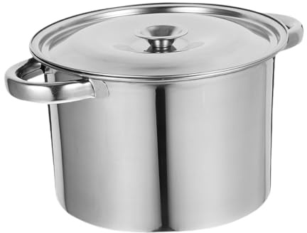 FytStycale 304 Stainless Steel Stockpot, 20cm, 6L Soup Pot with Lid and Side Handles, Cookware Induction Potm, Stock Pot Suit for Induction Electric Gas Ceramic, Healthy & Easy Clean