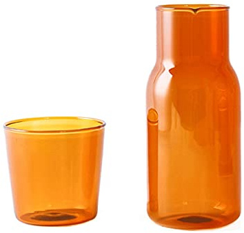 Juego de jarra de vidrio, jarra de agua caliente/fría para el hogar, jarra pequeña para agua helada de limón, jugo, leche, café, ámbar