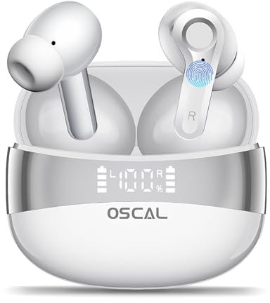 OSCAL Cuffie Bluetooth Senza Fili 5.4, Auricolari Bluetooth Earbuds, Microfono in-ear con Cancellazione del Rumore, Cuffie Wireless Riproduzione 40H Mini Box IP7 Impermeabile