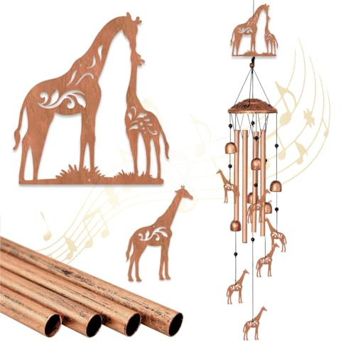 ORIGACH Carillon éolien en forme de girafe pour extérieur - Cadeau commémoratif en métal - Décoration d'intérieur et d'extérieur pour jardin, pelouse, terrasse, porche, cour