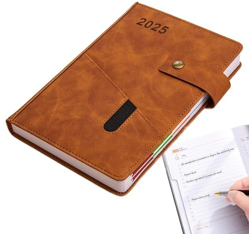PU-Leder-Notizbuch, 2025 Tagesplaner, Lederplaner-Buch, 365-Tage-Planer, Veranstaltungsplaner-Notizbuch, Geschäftsplaner-Organizer, Arbeitsplaner-Notizbuch,