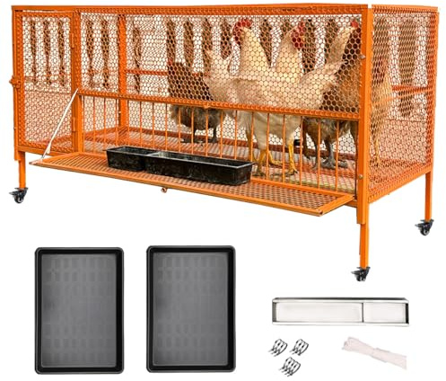 MJHETCY Gabbia Pollame Forte Robusta, Recinto per Pollame da Esterno, Recinto per Polli Galline, Anatre, Recinto con Vassoio Rimovibile per Vari Animali Domesti(Size:100 * 60 * 73cm,Color:Arancione)