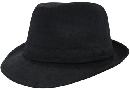 Classic Fedora Panama Hat, Short Brim, Summer Beach Style, Unisex (US, Numeric, 7 3/8, 7 1/2, Black)
