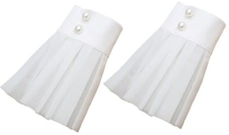 Veemoon Polsini Decorativi in Organza Bianca, 1 Paio, Eleganti