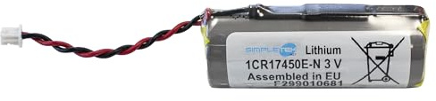 SIMPLETEK - Batteria al Litio CR17450 1CR17450E-N Compatibile con Telepass | 3V 4,5 cm (lunghezza) x 1,6 cm (diametro) | Cavo 4 cm Connettore 2 Pin (Ricondizionato)