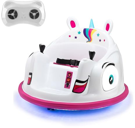 Xootz Unicorn Bumper Car, Kids Electric Ride-On, 360 Rotation Spin, Two Joy Sticks, Colourful LED Lights and Remote Control