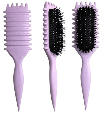 Lockenbürste, Curly Hair Brush, Curl Brush, locken bürste, Wildschweinborsten, Haarbürste zum Kämmen und Formen, reduziert Ziehen und Locken Trennung für definierte Locken（Violett）