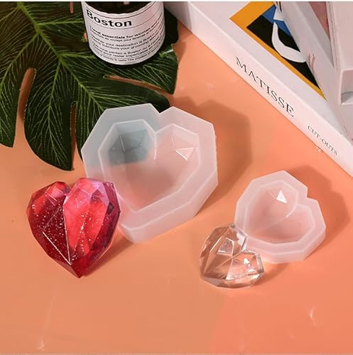 Joytey 4 PCS Heart Resin Moulds Love Heart Mould Crystal Epoxy Resin Silicone Moulds Candle Soap Moulding Casting Mold Silicone Mold for DIY Handmade Craft Making Desktop Decoration