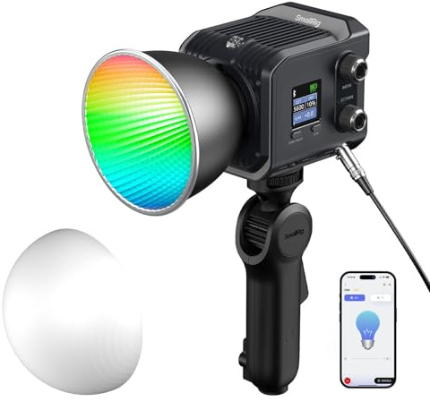 SMALLRIG RC 100C RGBWW LED Video Light 100W COB Continuous Output Lighting | With App Control Handheld Spotlight 2700-10000K/CRI 96+/TLCI 98+/12 Effects, 11000Lux/1m, Pro Version Ink Blue, 5379