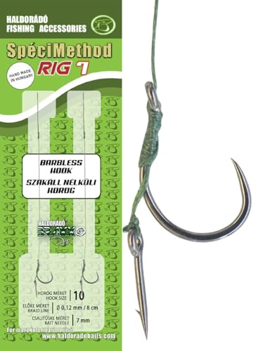 Haldorado SpeciMethod Rig, Größe 10 Widerhaken ohne Widerhaken, 8 cm Flechtschnur, 7 mm Ködernadel
