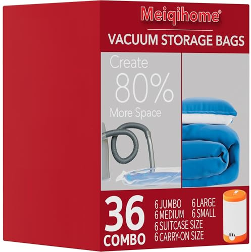 Vacuum Seal Bags for Clothing Travel & Home Storage, travel vacuum bags with pump, Store Blankets, Comforters, Pillows, Seasonal Clothes Compactly,36 Pack With Electric Pump