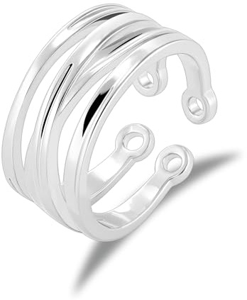 ALEXCRAFT Bague Argent Femme, Bagues Zircone Grand Réglable, Bague Empilable Vintage, Brillant, Acier Inoxydable, Hypoallergénique, Bagues d'Amitié, Cadeaux de Bijoux pour Fille, Mère, Copine