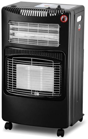 Hebitod Gasheizer 4200W, Gas-Elektro-Heizgerät, Elektroheizung, Infrarot Heizstrahler, Infrarot Keramikbrenner, Gasheizung für Innenräume, Gasheizofen für Gasflaschen bis 15kg