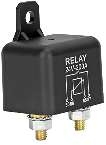 SHUAIGUO 24V 200A Auto Start Relay - High Current, Normalmente Aperto, Coil in Ottone, 4 Perni, Collegamento Stabile per Automobili, Veicoli Fuoristrada e Carrelli Elevatori
