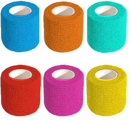 6 Rollen Elastischer Verband Selbstklebend,5 cm X 4,5 m Haftbandage | Elastische Binde,Klebeverband Kinder, Selbsthaftende Fixierbinde,Verbandsmaterial für Hund,Pferd,Haustier,Wrap,Finger