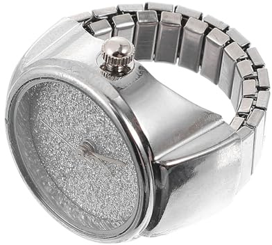 Toyvian Ringuhr Quarz Fingeruhr mit Glitzerdesign Handgefertigt Geschenkidee für Damen und Herren Modisch Silber
