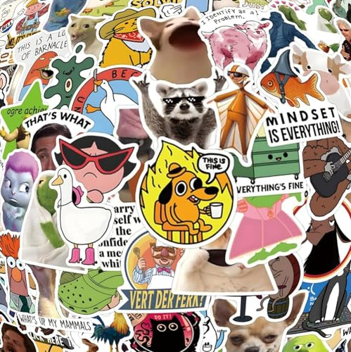 110 Pcs Funny Meme Vinyl Stickers, Waterproof Graffiti Decals | Residue-Free Removable Stickers Ideal for Water Bottles, Phones, Journals & Skateboards