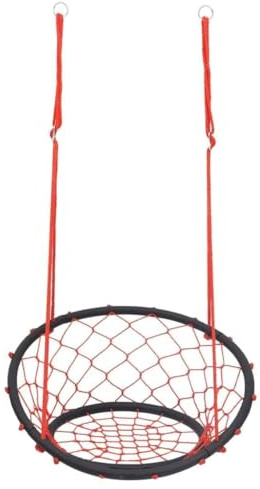 Générique Chaise Balançoire en Toile Réglable 60cm avec Cadre en Acier, Hamac Suspendu Confortable pour Jardin et Arbre, Capacité 100kg, pour Enfants et Adultes (Rouge/Noir)