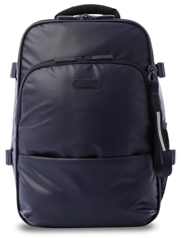 TOTTO - Mochila Viaje, Modelo Trip, Capacidad 18L, Mochila para Pc 15, Bolsillo Secreto, Correas de Compresión Internas, Pasador para Sistema de Ruedas, Cómoda y Resistente, Color Azul y Negro