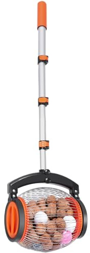 Rodillo de nueces | Colector telescópico portátil de capacidad de 1 galón | Herramienta de rodillo de nueces | para pelotas de golf, nueces, castañas, piñas, piñas, jardín, patio, césped, fruta