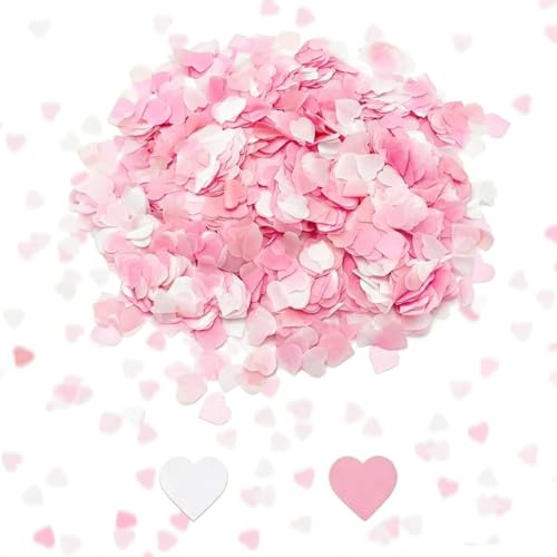 10000pcs Heart Shaped Biodegradable Confetti Wedding, Pink & White