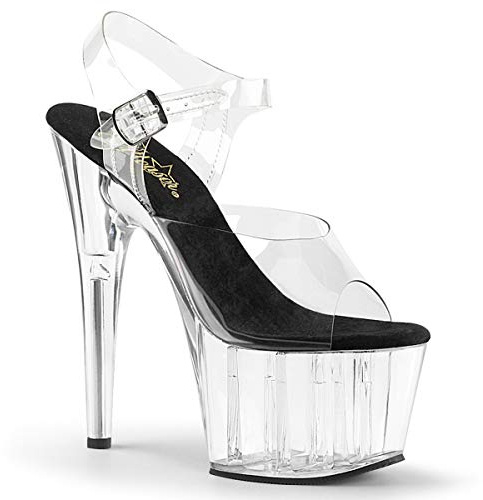 Pleaser dam Adore-708 öppna sandaler, Transparent Clr Blk Clr - 36 EU