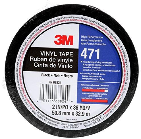 3M 471IW-S50-D 471 Hochwertiges Weich-PVC-Klebeband, 50 mm x 33 m, Schwarz