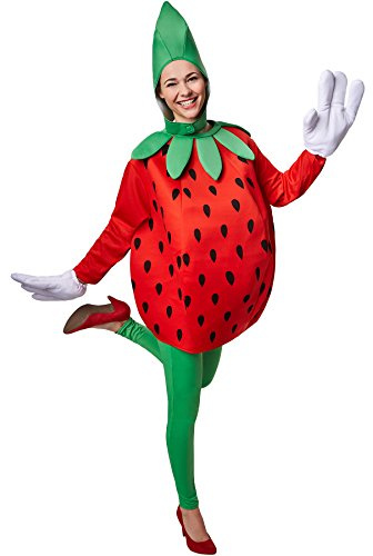 dressforfun Kostüm Erdbeere Erdbeerenkostüm | Süßes Langarm-Oberteil | Große, lustige Handschuhe | Inkl. witziger Kopfbedeckung (M | Nr. 301640)