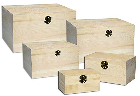 Vetrineinrete® 5 scatole in Legno matrioska Baule portagioie da decoupage Decorazioni Fai da Te Idea Regalo Porta Oggetti 53360 A58