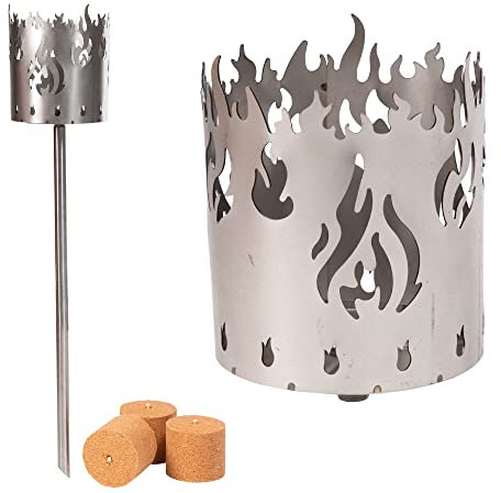 Antorcha de jardín para exterior, diseño de fuego, 3 elementos de combustible, virutas de madera con cera, antorcha sueca, antorcha de pellets, columna de fuego, llama de cera, lámpara de jardín