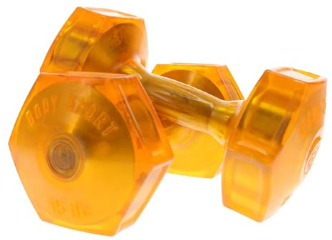 Body Sport Urethane Aerobic Dumbbells, 15 lb. (2-Pack) - Premium Hand Weights with Solid Steel Core & Ergonomic Gel Coating for Fitness Training & Strength Building