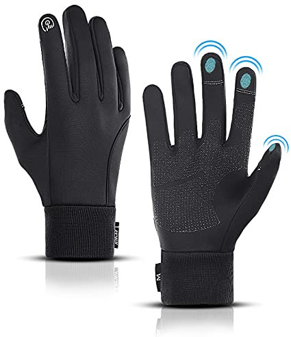 LERWAY Guanti Invernali Caldi, Touch Screen Antivento Guanti Sportivi per Uomo Donna, Guanti Antiscivolo per Corsa, Guida, Ciclismo, Arrampicata. (M)
